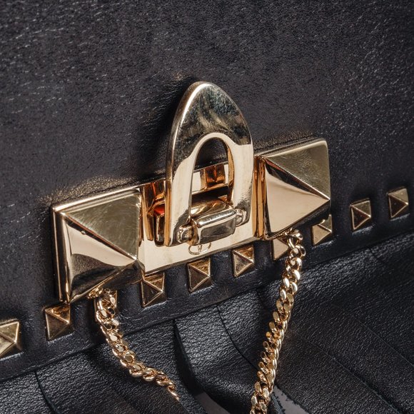 Valentino Black Demilune Rockstud Flap Satchel - Picture 12 of 16